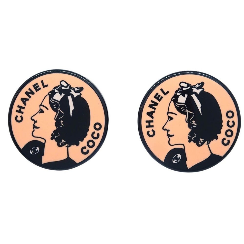 Chanel Button Earrings Clip-On Pink